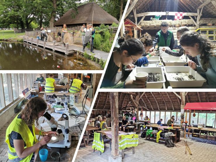 Studenten van Wageningen Universiteit maken dankbaar gebruik van het waterlab tijdens hun veldwerk in juni 2022